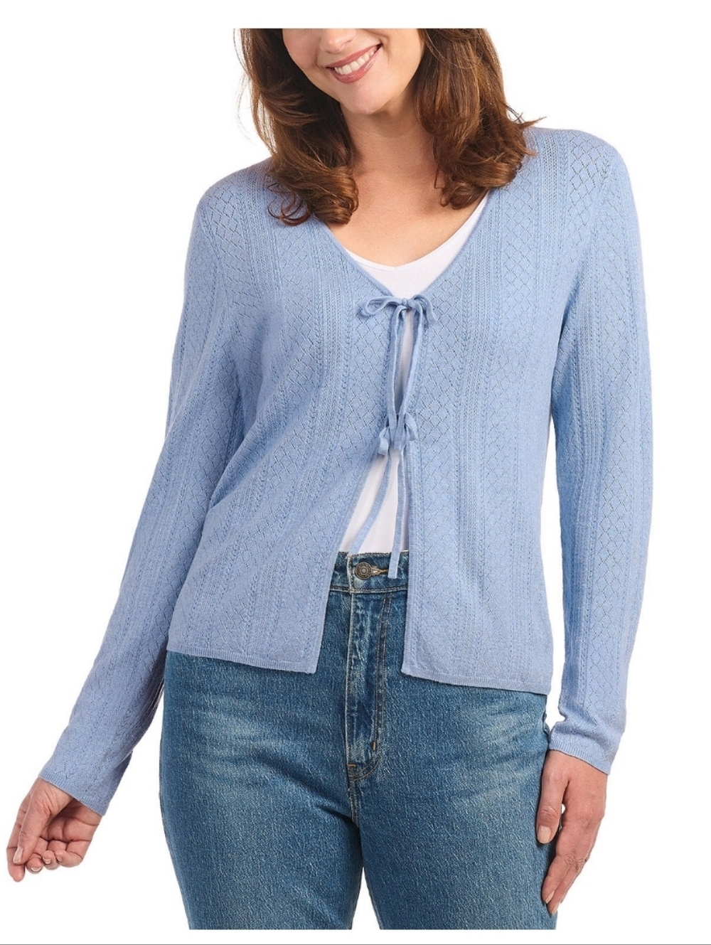 (6) Hilary Radley Women's  Tie-Front Knit Sweater Cardigan